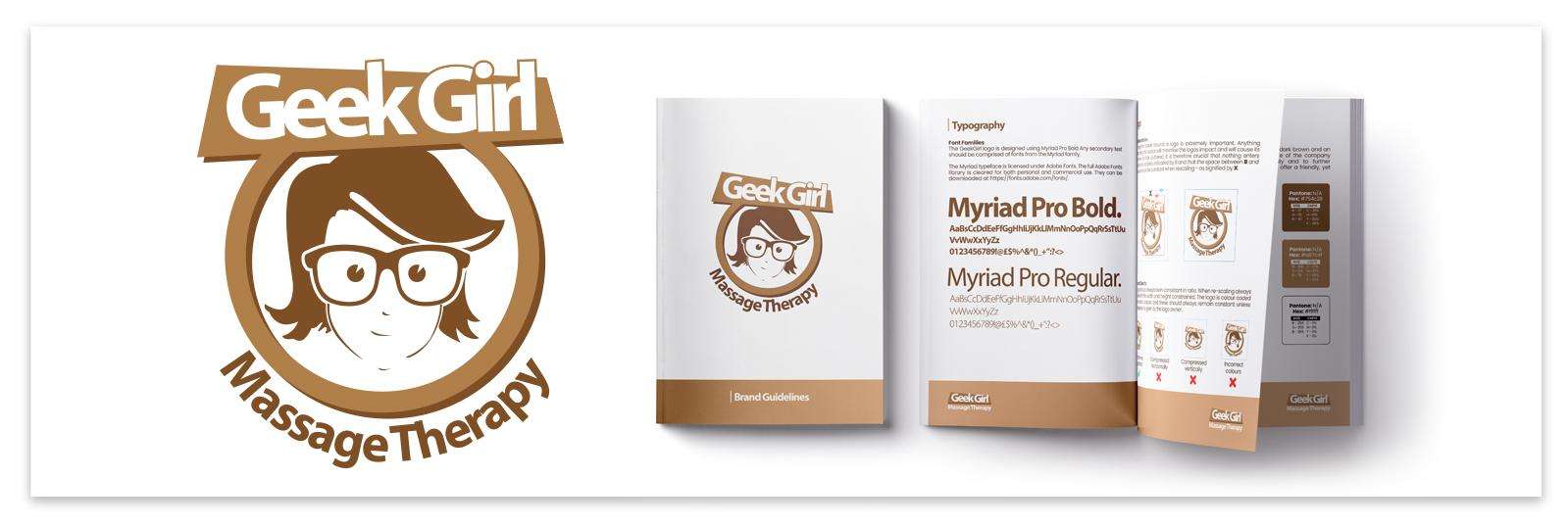 image of Geek Girl Massage Therapy logo and branding guide